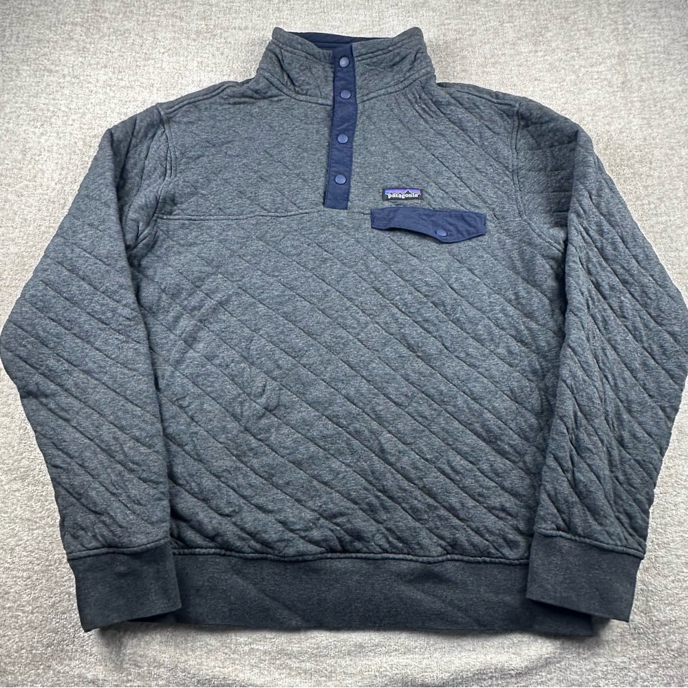 Patagonia Men's Organic Cotton Quilt Snap-T Pullover Size Medium Forge Grey